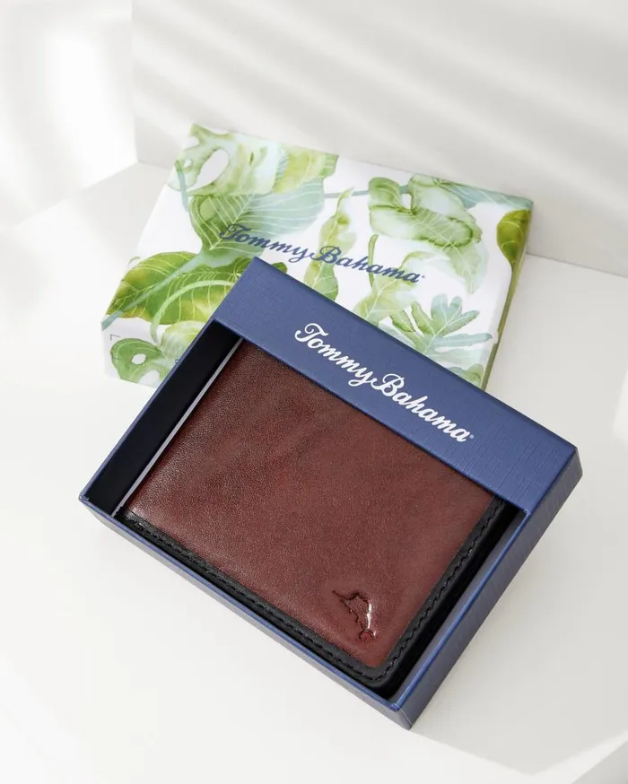 Tommy Bahama Wallets and Tech Accessories Contrast Binding Slimfold Wallet Blackcognac 8211 Men Tommy Bahama Wallets and Tech Accessories Contrast Binding Slimfold Wallet Blackcognac 8211 Men