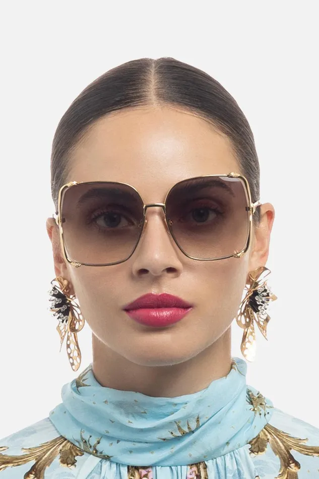 TOO GLAM TO GIVE A DAMN SUNGLASSES GOLD NUDE Gold Nude WomensMens Camilla Sunglasses