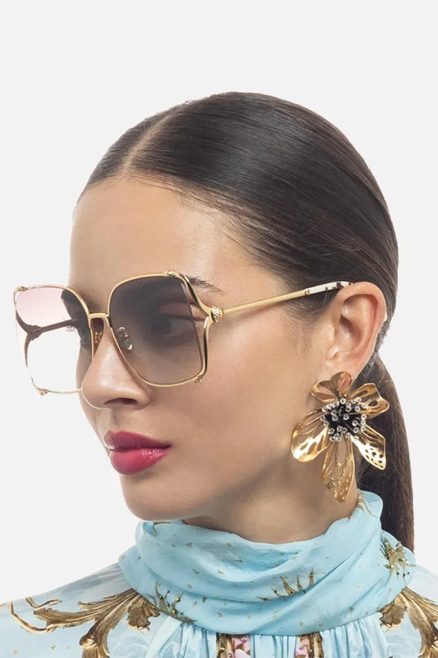 TOO GLAM TO GIVE A DAMN SUNGLASSES GOLD NUDE Gold Nude WomensMens Camilla Sunglasses