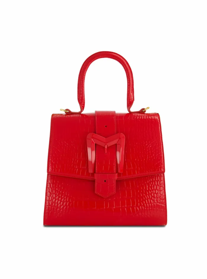 Top Handle Bags Buckled Medium Croco Cherry Leather Handbag with Detachable Strap Cherry Mac Duggal Women