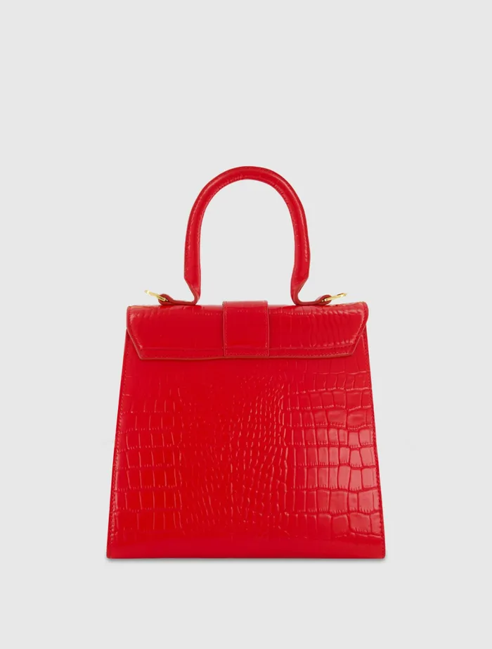 Top Handle Bags Buckled Medium Croco Cherry Leather Handbag with Detachable Strap Cherry Mac Duggal Women