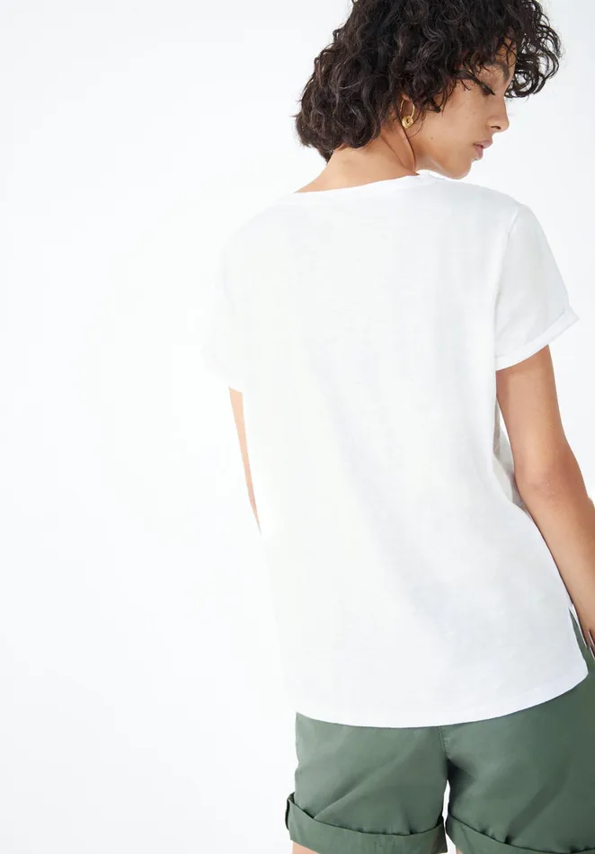 Tops and TShirts Women Hush Cali Cotton Slub Crew Tee White