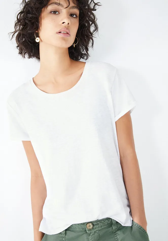 Tops and TShirts Women Hush Cali Cotton Slub Crew Tee White