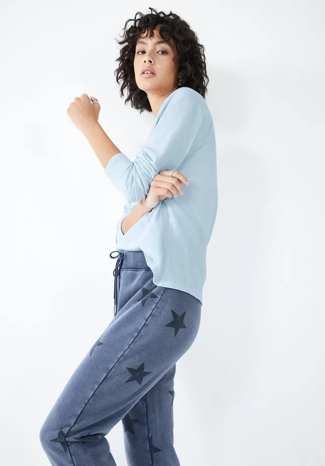 Tops and TShirts Women Hush Cotton Slub Avalon TShirt Soft Blue