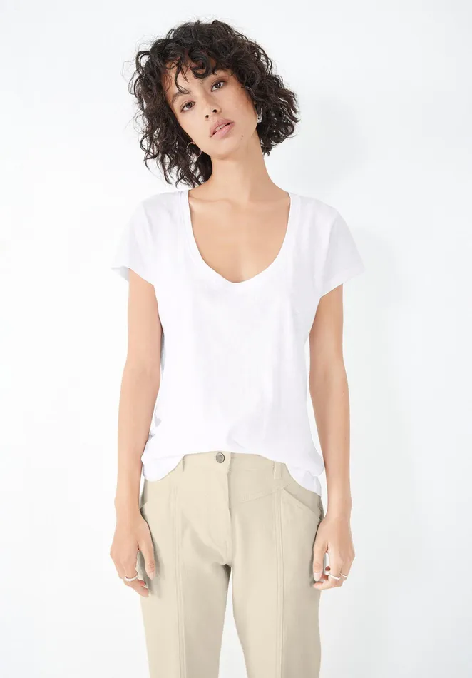 Tops and TShirts Women Hush Cotton Slub Scoop Tee White