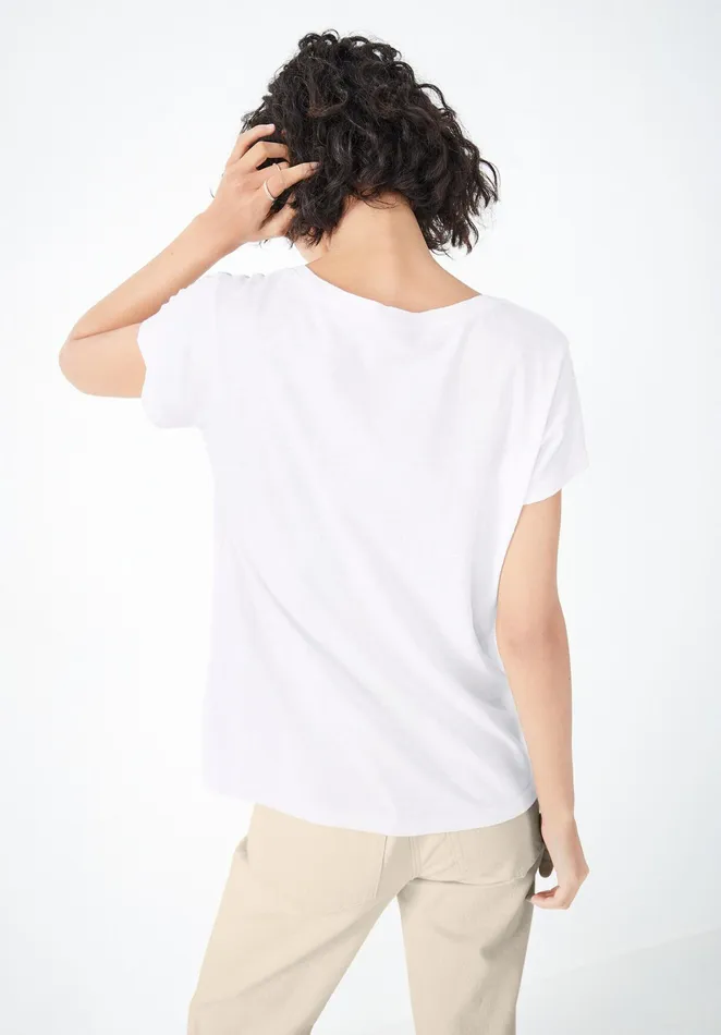 Tops and TShirts Women Hush Cotton Slub Scoop Tee White
