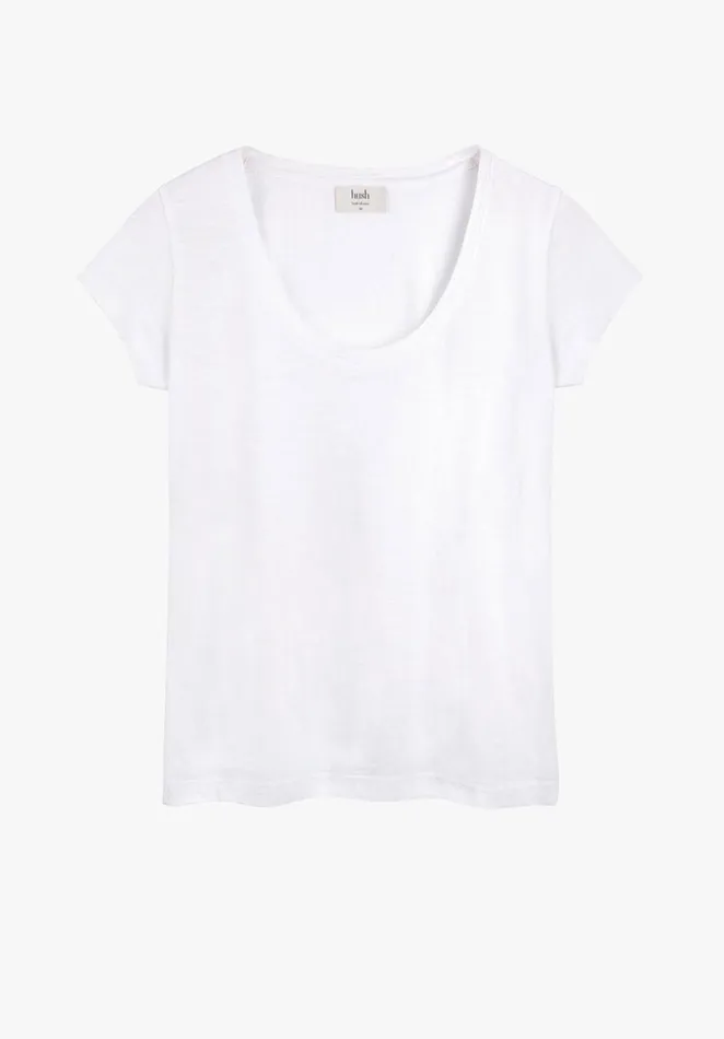Tops and TShirts Women Hush Cotton Slub Scoop Tee White