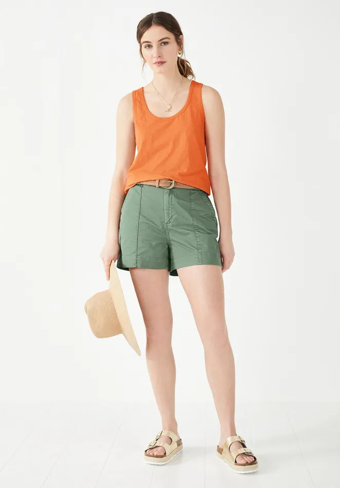 Tops and TShirts Women Hush Cotton Slub Tank Top Orange Sorbet