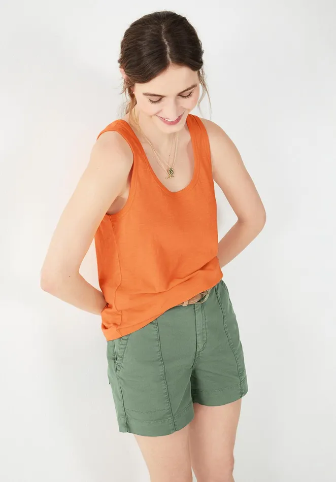 Tops and TShirts Women Hush Cotton Slub Tank Top Orange Sorbet