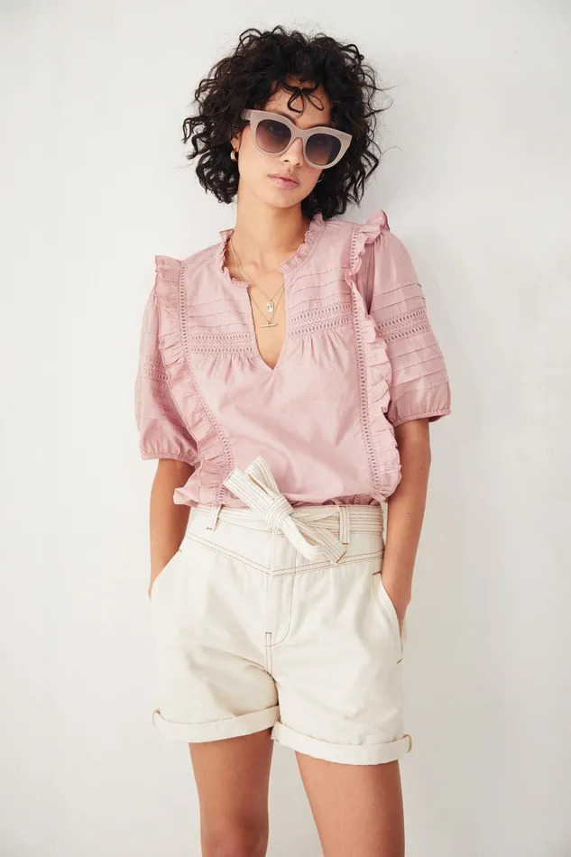 Tops and TShirts Women Hush Hailey Frilled Top Woodrose Purple