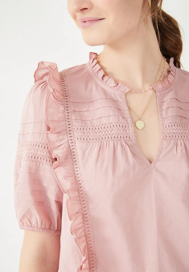 Tops and TShirts Women Hush Hailey Frilled Top Woodrose Purple