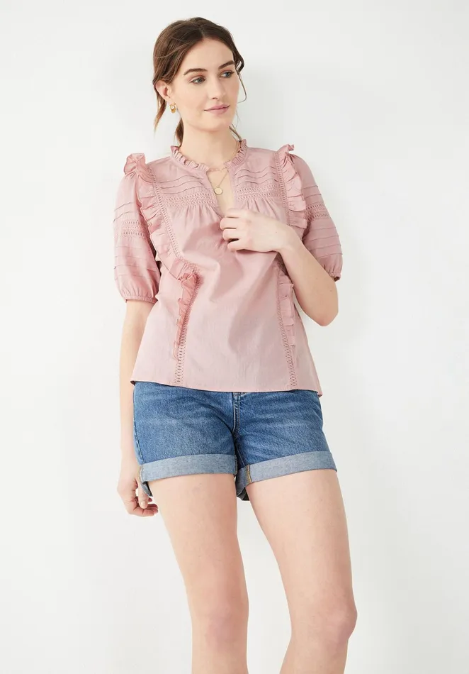 Tops and TShirts Women Hush Hailey Frilled Top Woodrose Purple