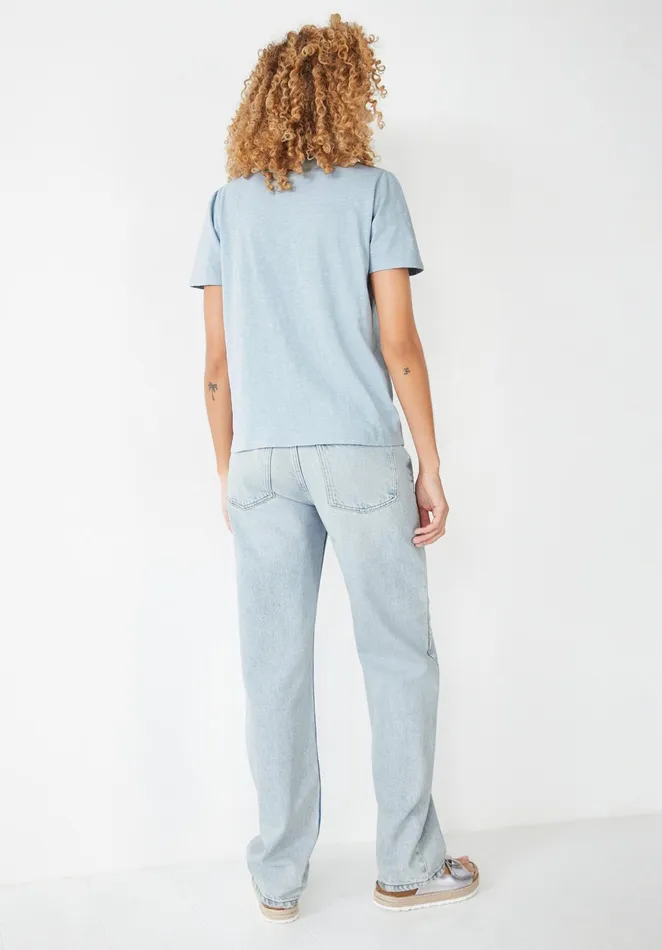 Tops and TShirts Women Hush Hani Ladder Lace TShirt Soft Blueaqua