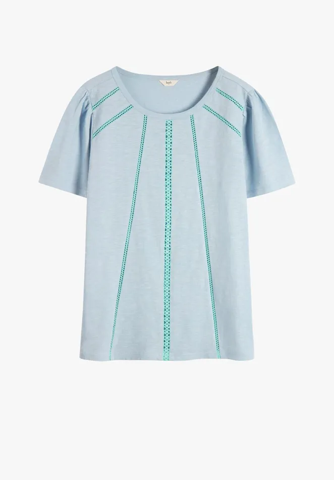 Tops and TShirts Women Hush Hani Ladder Lace TShirt Soft Blueaqua