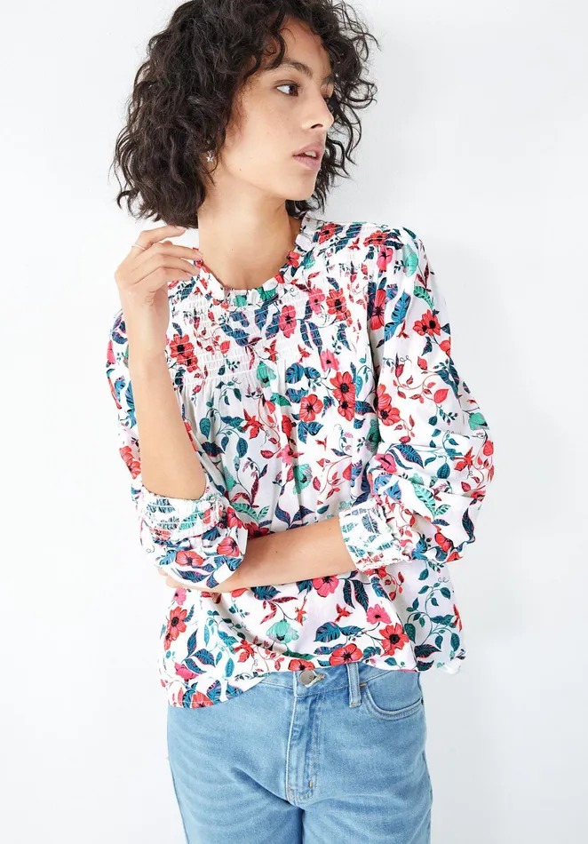 Tops and TShirts Women Hush Nerina Shirred Top Tropical Floral