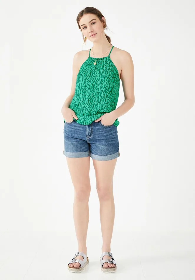 Tops and TShirts Women Hush Pomelo Halterneck Cami Abstract Animal Green