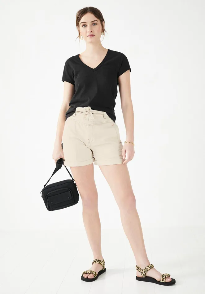 Tops and TShirts Women Hush Slim Fit VNeck TShirt Black