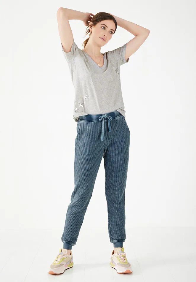 Tops and TShirts Women Hush Star Slub V Tee Light Grey Marlmetallic Silver
