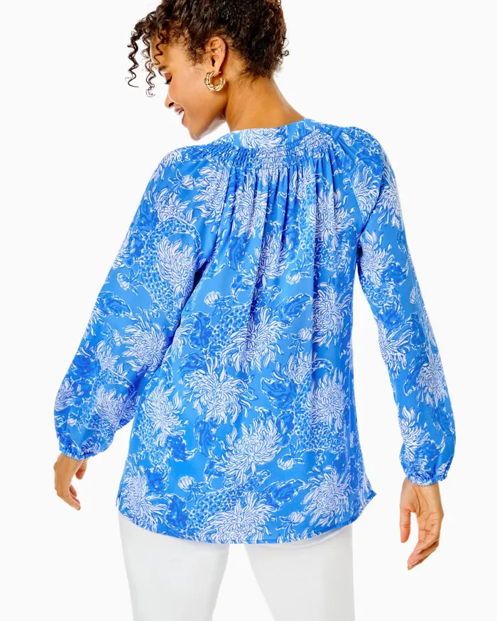 Tops WomenHome and Gifts Lilly Pulitzer Elsa Silk Top Boca Blue Croc And Lock It