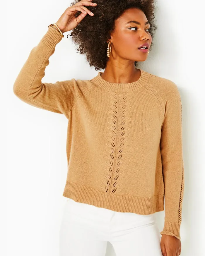 Tops Women Lilly Pulitzer Esma Sweater Heathered Rattan Tops Women Lilly Pulitzer Esma Sweater Heathered Rattan