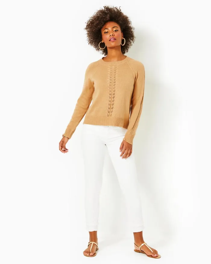 Tops Women Lilly Pulitzer Esma Sweater Heathered Rattan Tops Women Lilly Pulitzer Esma Sweater Heathered Rattan