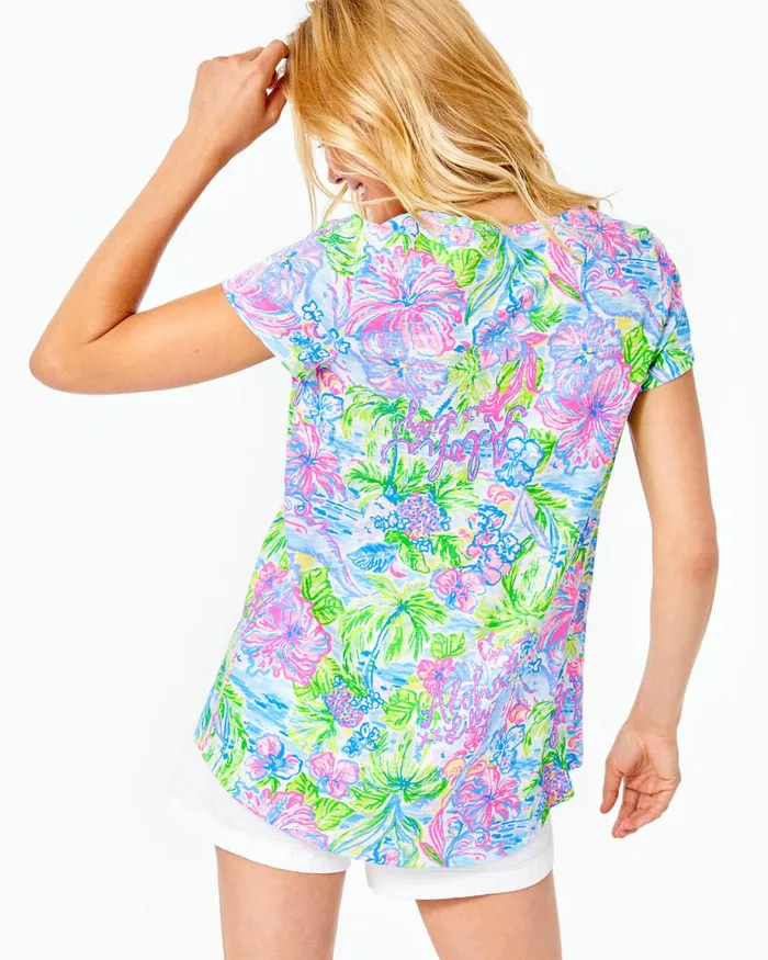 Tops Women Lilly Pulitzer Etta VNeck Top Multi Lilly Loves Hawaii
