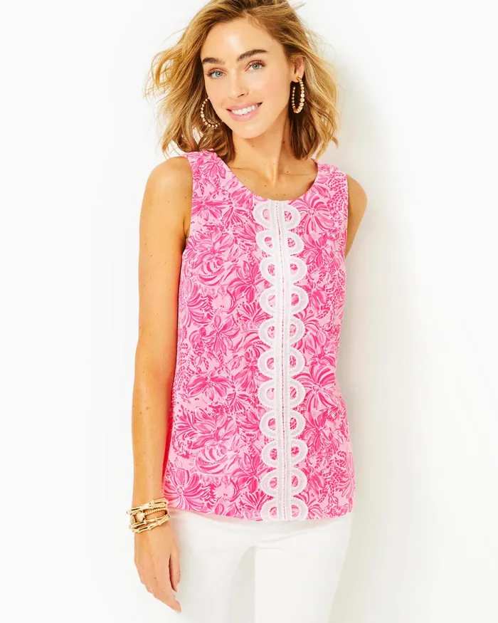 Tops Women Lilly Pulitzer Fola Sleeveless Top Pink Blossom Foxy Llama Tops Women Lilly Pulitzer Fola Sleeveless Top Pink Blossom Foxy Llama