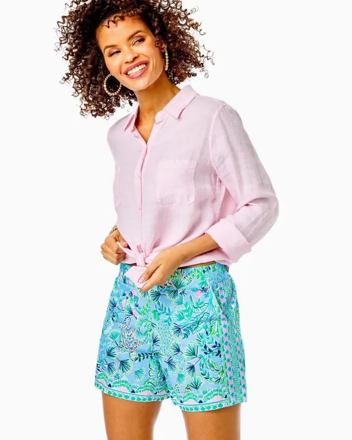 Tops Women Lilly Pulitzer Geanie Button Down Top Frenchie Blue Tops Women Lilly Pulitzer Geanie Button Down Top Frenchie Blue