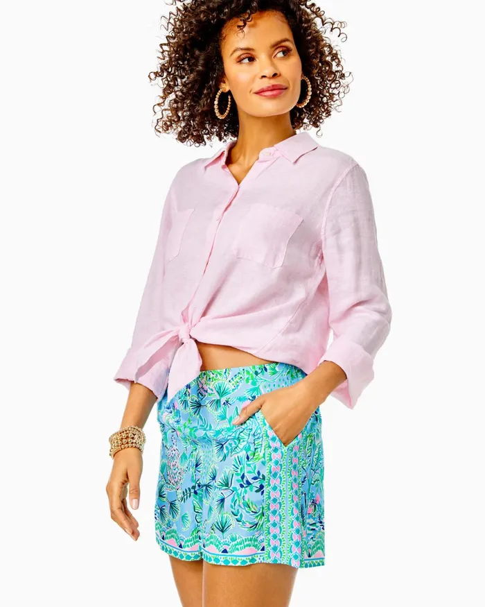 Tops Women Lilly Pulitzer Geanie Button Down Top Frenchie Blue Tops Women Lilly Pulitzer Geanie Button Down Top Frenchie Blue