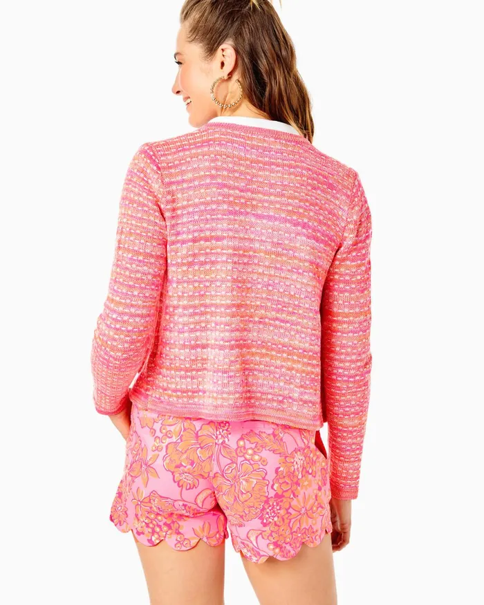 Tops Women Lilly Pulitzer Kienna Cardigan Aura Pink Metallic Marl