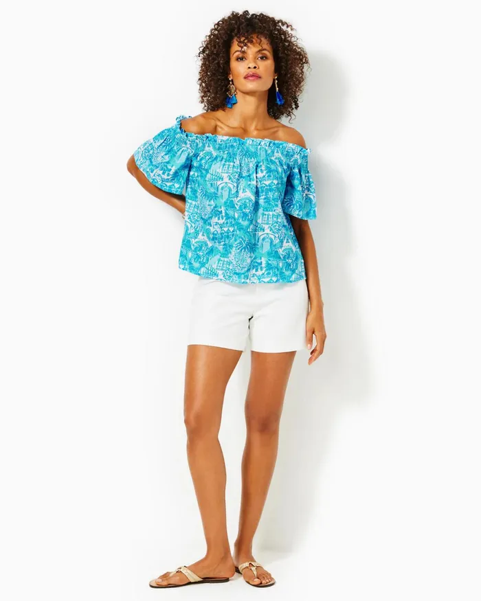 Tops Women Lilly Pulitzer Leanne OffTheShoulder Linen Top Amalfi Blue Sunny State Of Mind Tops Women Lilly Pulitzer Leanne OffTheShoulder Linen Top Amalfi Blue Sunny State Of Mind