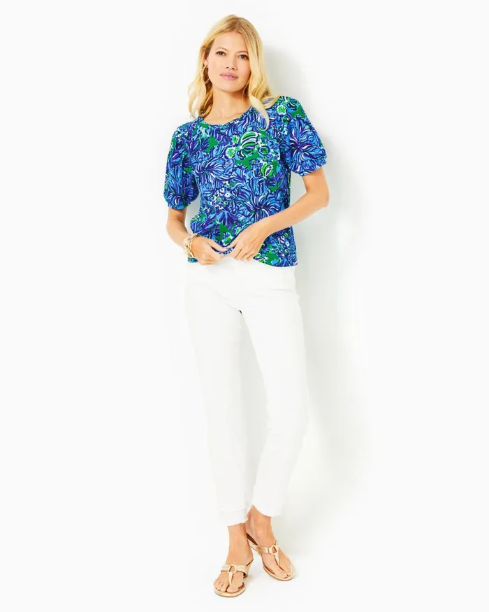 Tops Women Lilly Pulitzer Rhett Top Abaco Blue In Turtle Awe Tops Women Lilly Pulitzer Rhett Top Abaco Blue In Turtle Awe