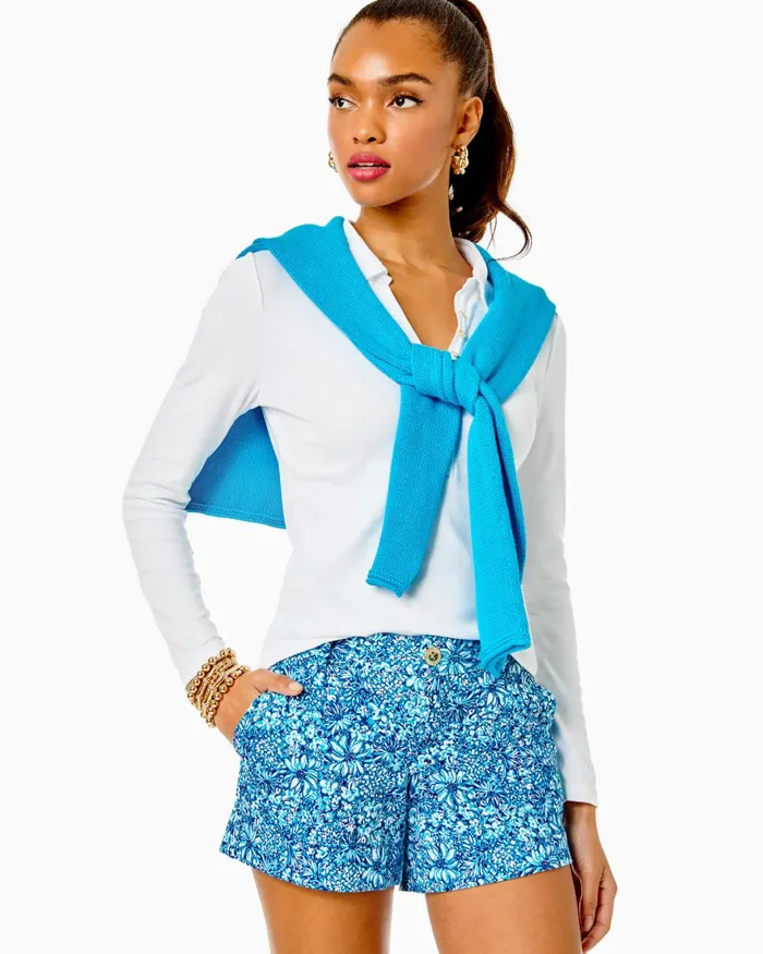 Tops Women Lilly Pulitzer Sea Breeze Eyelet Button Down Top Resort White Ditsy Diamond Poly Eyelet Tops Women Lilly Pulitzer Sea Breeze Eyelet Button Down Top Resort White Ditsy Diamond Poly Eyelet