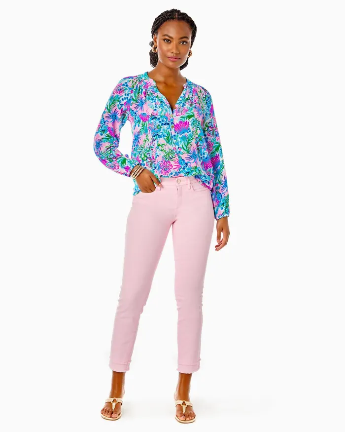 Tops Women Lilly Pulitzer Sea Breeze Eyelet Button Down Top Resort White Ditsy Diamond Poly Eyelet Tops Women Lilly Pulitzer Sea Breeze Eyelet Button Down Top Resort White Ditsy Diamond Poly Eyelet