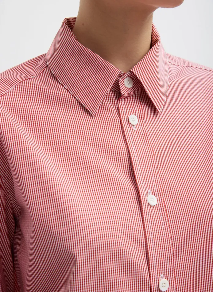 Tops Women Tibi Mini Check Shirting Detached Slim Shirt
