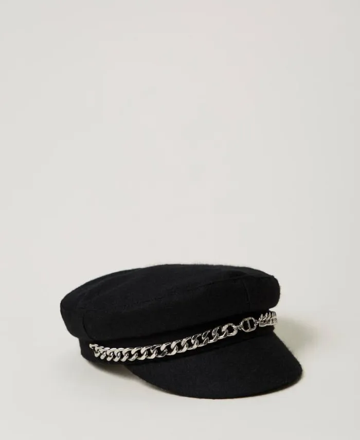 Twinset Accessories Wool Cloth Beret Black 8211 Girl