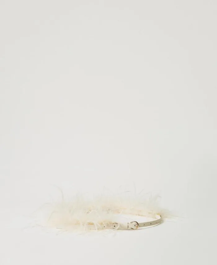 Twinset Belts Belt With Feathers And Oval T Old White 8211 Accessories