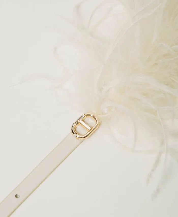 Twinset Belts Belt With Feathers And Oval T Old White 8211 Accessories