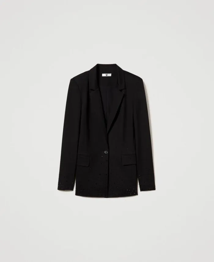 Twinset Blazers Blazer With Fadeout Rhinestones Black 8211 Clothing