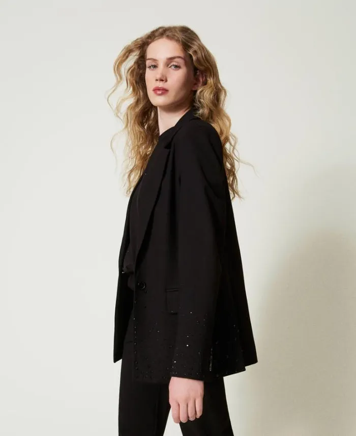 Twinset Blazers Blazer With Fadeout Rhinestones Black 8211 Clothing