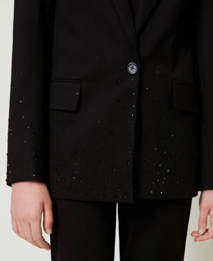 Twinset Blazers Blazer With Fadeout Rhinestones Black 8211 Clothing