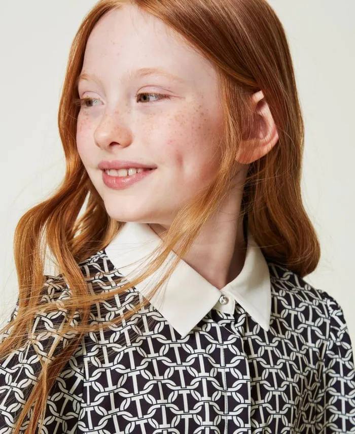 Twinset Blouses And Shirts Crpe De Chine Blouse With Print Oval T Chain Print 8211 Girl