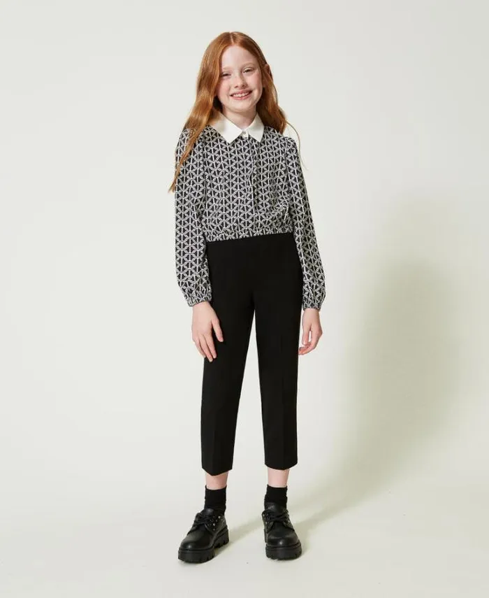 Twinset Blouses And Shirts Crpe De Chine Blouse With Print Oval T Chain Print 8211 Girl