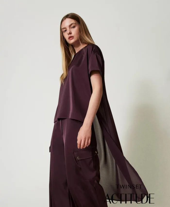 Twinset Blouses And Shirts Satin And Georgette Asymmetric Blouse Potent Purple 8211 Clothing Twinset Blouses And Shirts Satin And Georgette Asymmetric Blouse Potent Purple 8211 Clothing