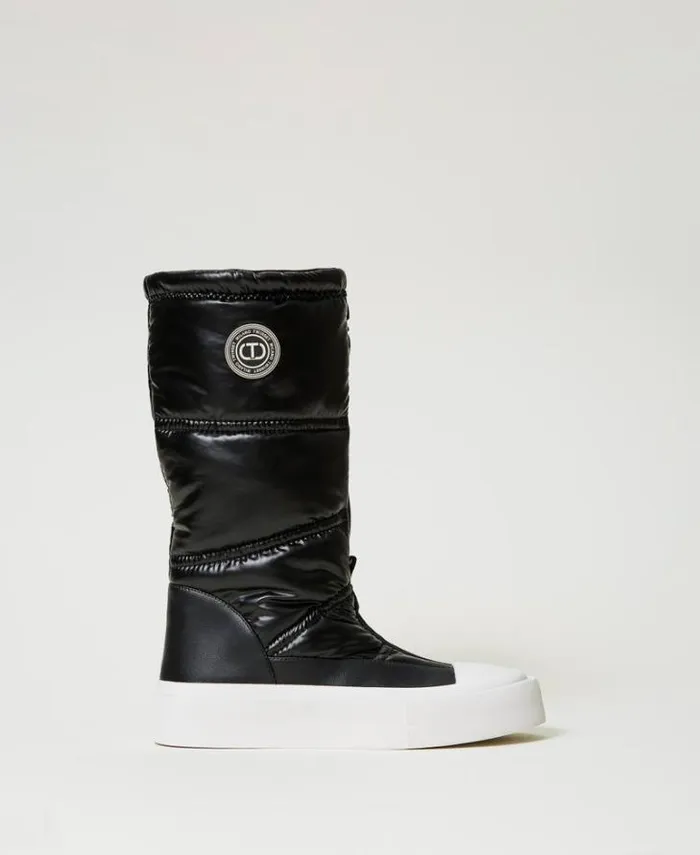 Twinset Flat Shoes Padded Boots With Logo Black 8211 Shoes