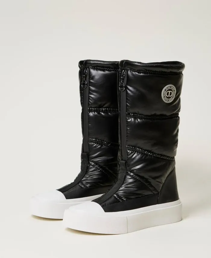 Twinset Flat Shoes Padded Boots With Logo Black 8211 Shoes