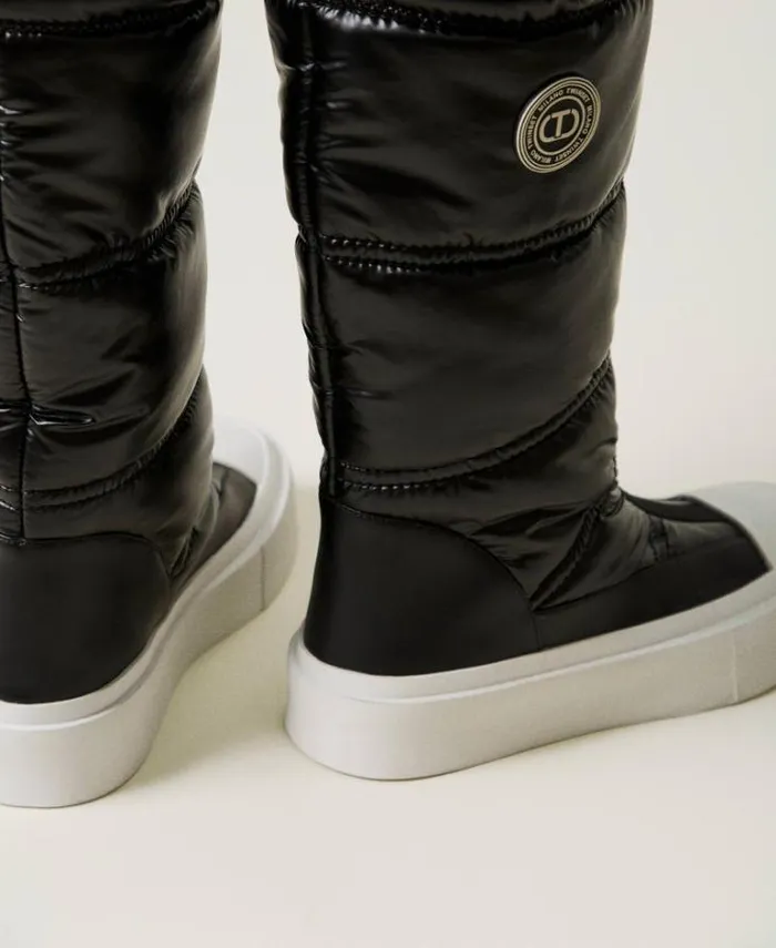Twinset Flat Shoes Padded Boots With Logo Black 8211 Shoes