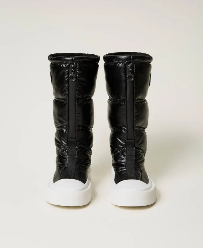 Twinset Flat Shoes Padded Boots With Logo Black 8211 Shoes