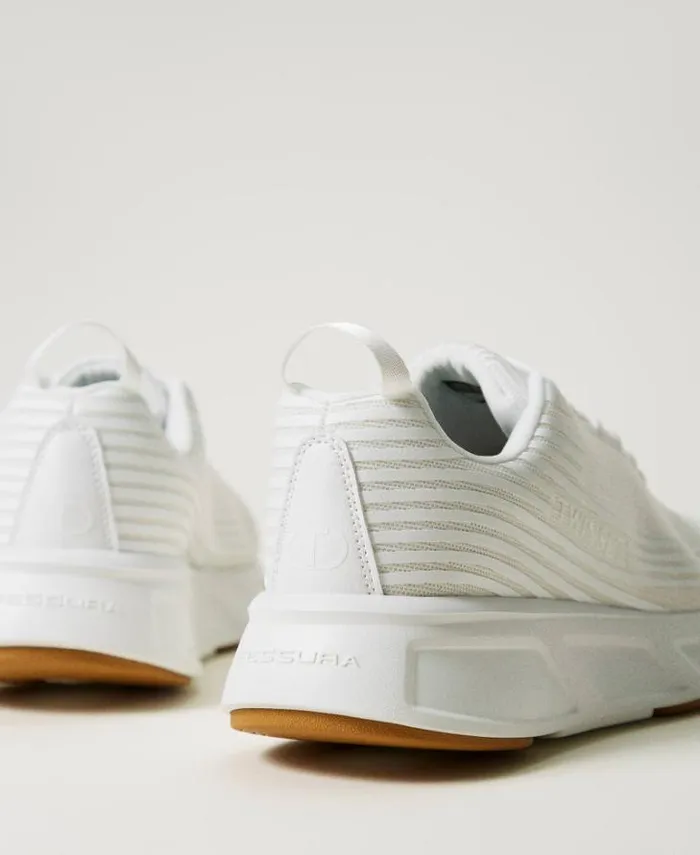 Twinset Flat Shoes Striped Fessura Trainers With Logo White 8211 Shoes