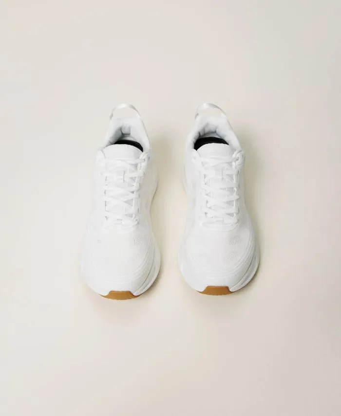 Twinset Flat Shoes Striped Fessura Trainers With Logo White 8211 Shoes